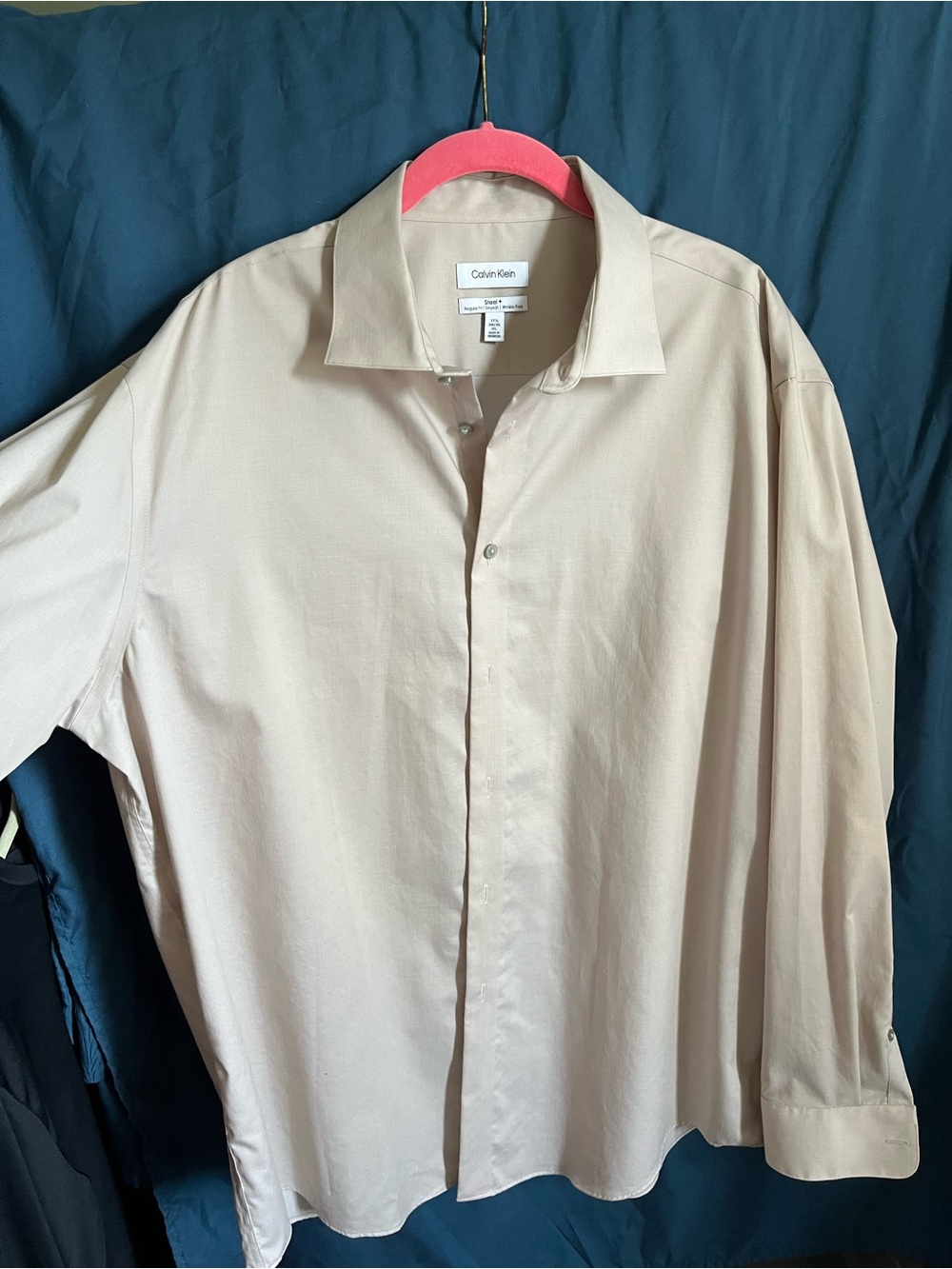 Calvin Klein Men's Light Beige Long-Sleeve Dress Shirt